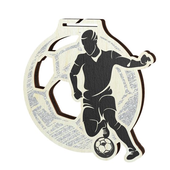 Acacia Men Soccer Silver Eco Friendly Wooden Medal