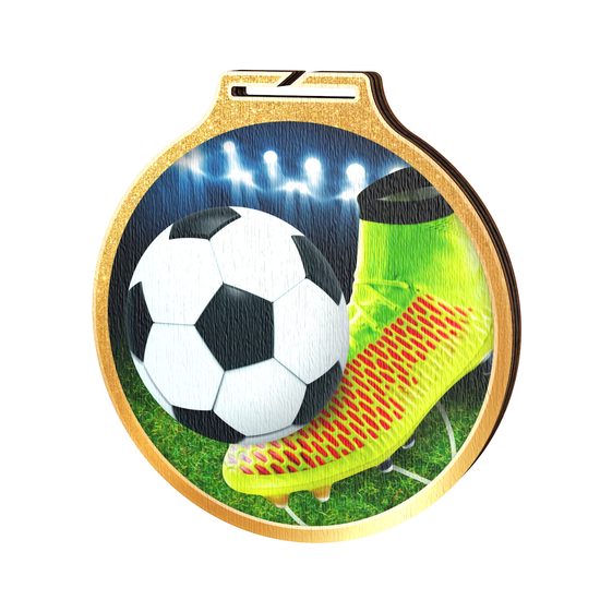 Habitat Soccer and Boot Gold Eco Friendly Wooden Medal
