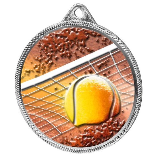 Tennis Colour Texture 3D Print Silver Medal