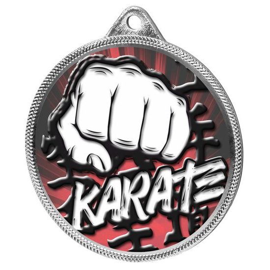 Karate Color Texture 3D Print Silver Medal