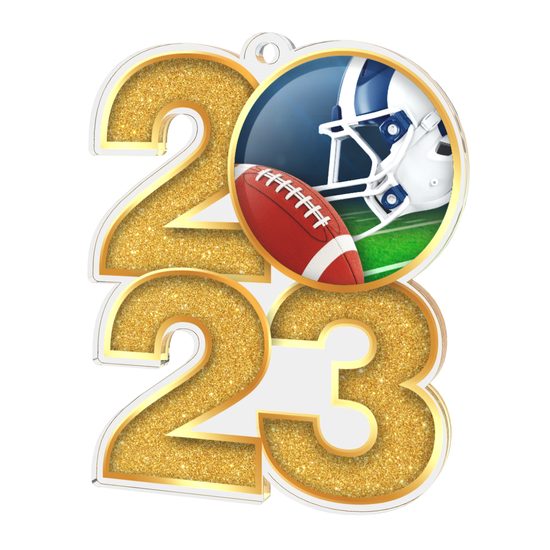 2023 Gold Acrylic Football Medal