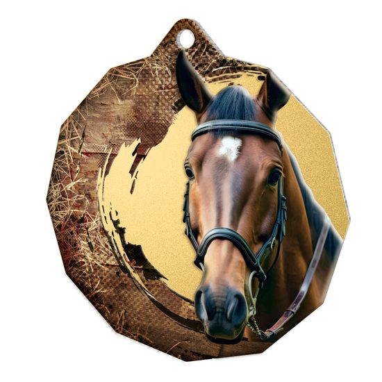 Polygon Stainless Steel Horse Medal