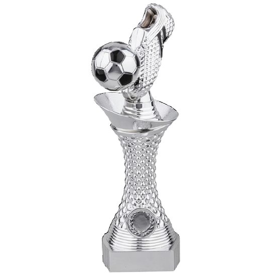Silver Soccer Ball and Boot Trophy