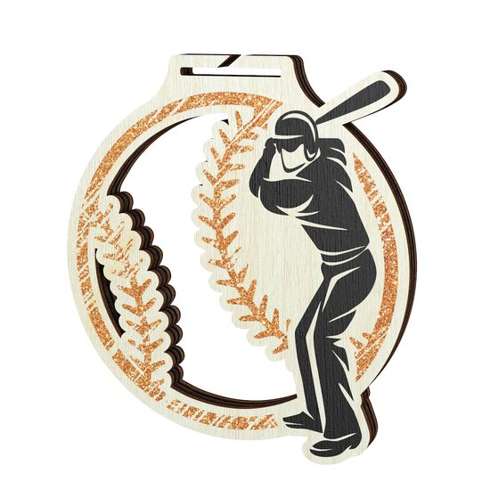 Acacia Baseball Bronze Eco Friendly Wooden Medal