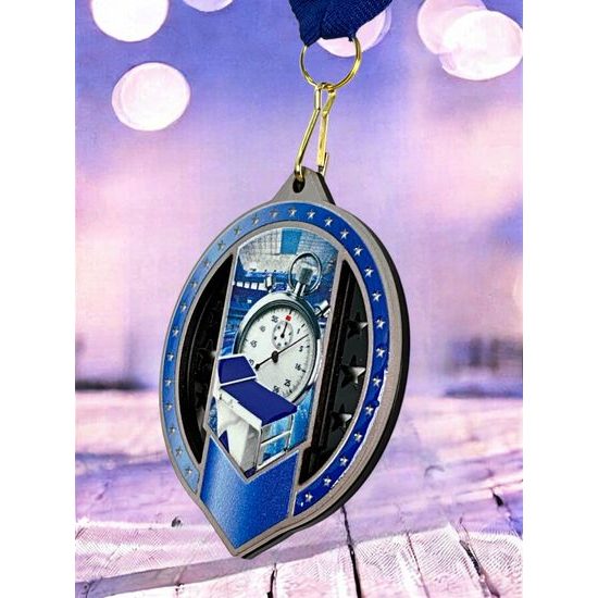 Noir Stainless Steel Swimming Medal