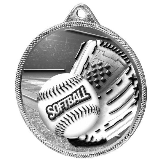 Softball Classic Texture 3D Print Silver Medal