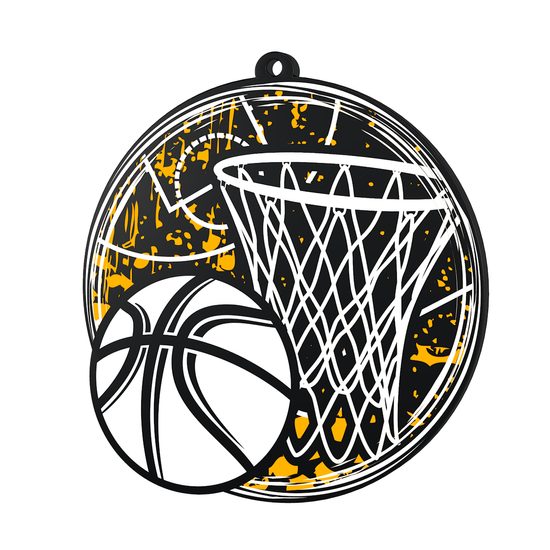 Pro Basketball Black Acrylic Medal
