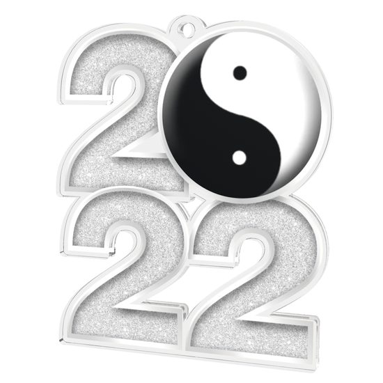 Martial Arts Yin Yang 2022 Silver Acrylic Medal