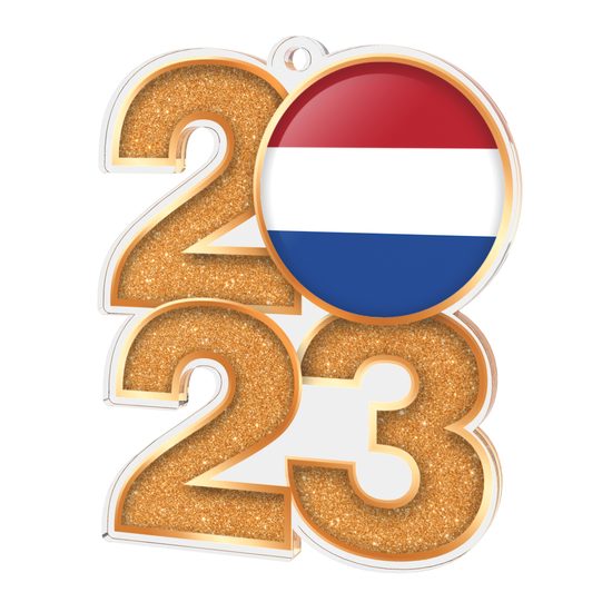 Netherlands Flag Bronze Acrylic 2022 Medal