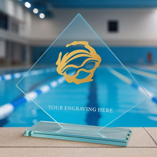 Vanguard Glass and Metal Fusion Swimming Trophy