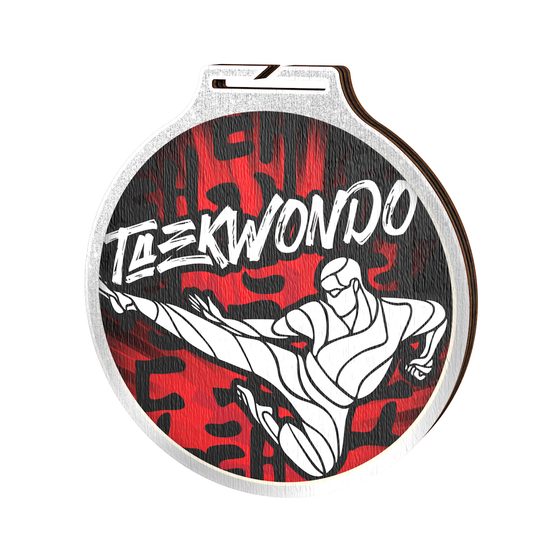 Habitat Taekwondo Silver Eco Friendly Wooden Medal