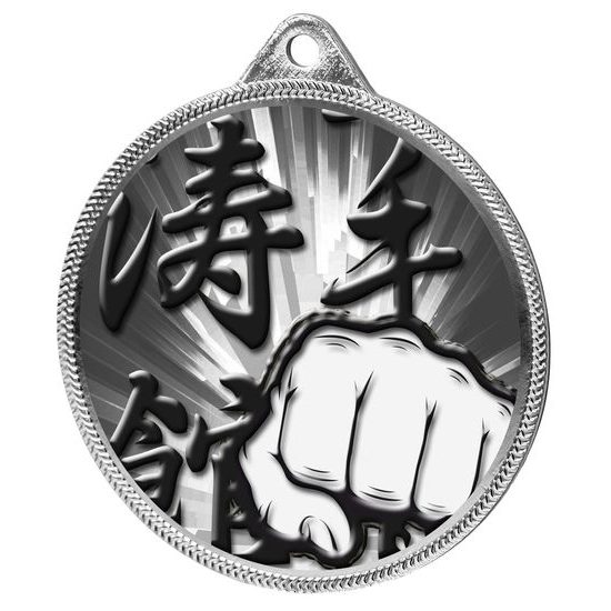 Martial Arts Fist Classic Texture 3D Print Silver Medal