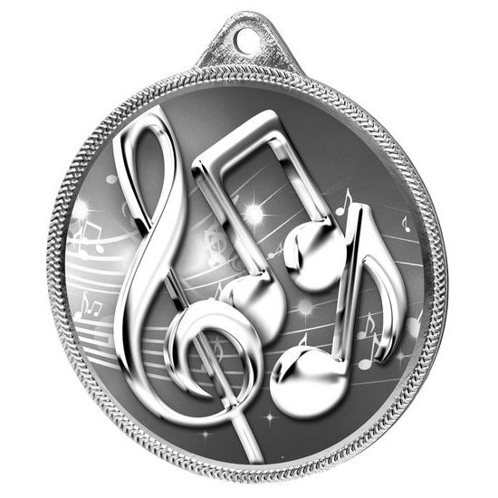 Music Notes Classic Texture 3D Print Silver Medal