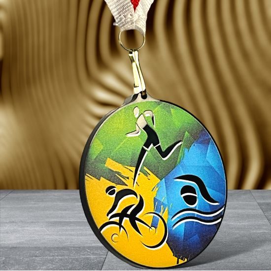 Rincon black acrylic Triathlon medal
