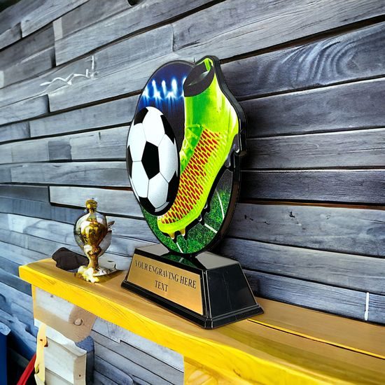 Roswell black acrylic Soccer Boot trophy