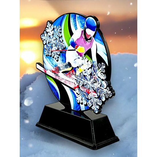 Roswell Black Acrylic Skiing Trophy