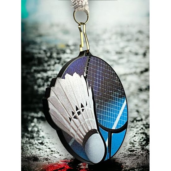 Rincon black acrylic Badminton medal