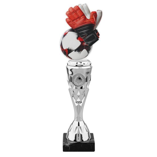 Silver Soccer Goalkeeper Gloves Acrylic Top Trophy