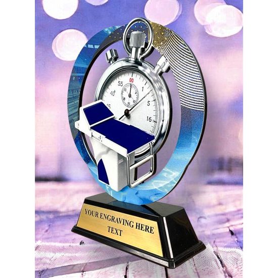 Onyx Stainless Steel Swimming Trophy