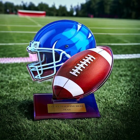 Cannes Printed Acrylic Football Helmet Trophy