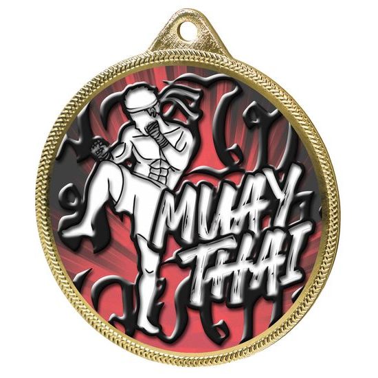 Muay Thai Color Texture 3D Print Gold Medal