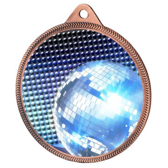 Glitterball Dance Blue Texture 3D Print Bronze Medal