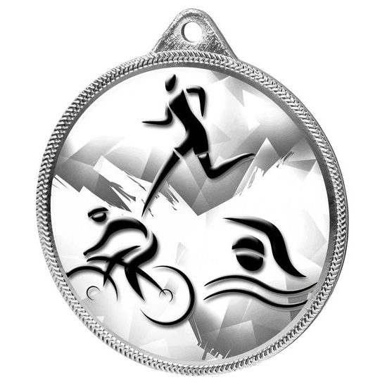 Triathlon Classic Texture 3D Print Silver Medal
