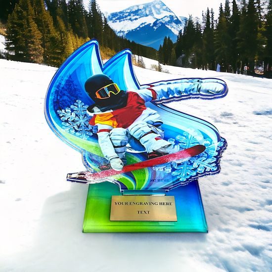 Cannes Printed Acrylic Snowboard Trophy