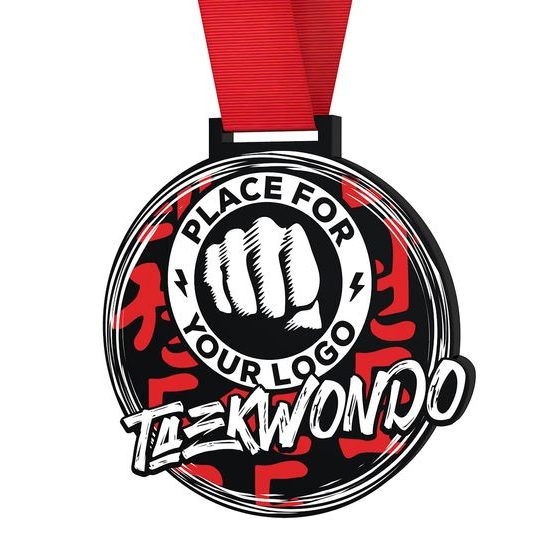 Giant Taekwondo Black Acrylic Logo Medal
