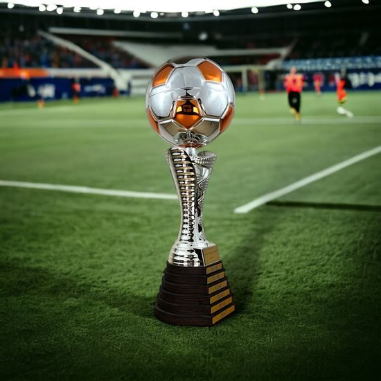 Eminent Silver and Orange Soccer Trophy