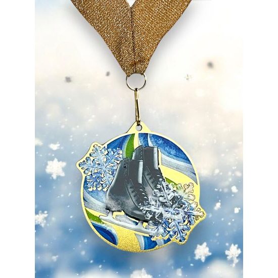 Aurum Stainless Steel Figure Black Skating Medal