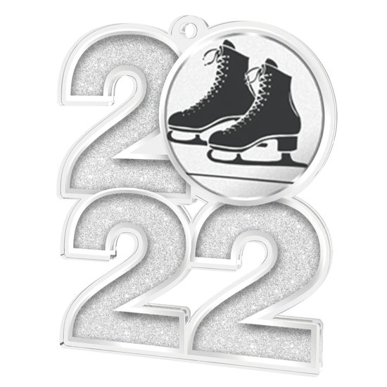 Ice Skating Boots 2022 Silver Acrylic Medal