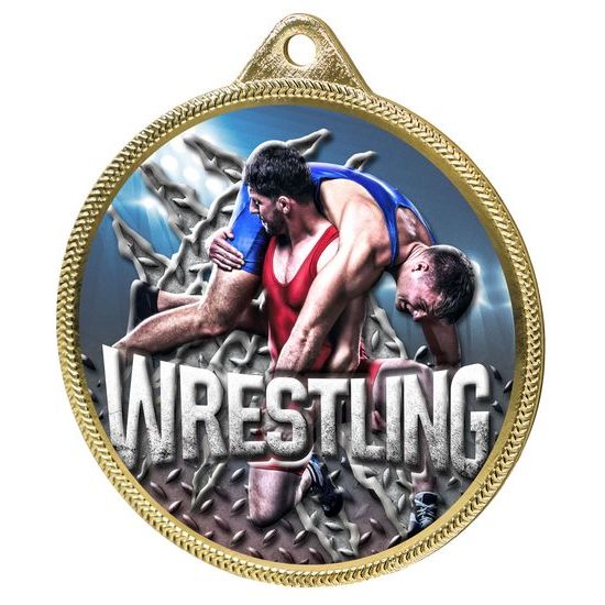 Wrestling Color Texture 3D Print Gold Medal