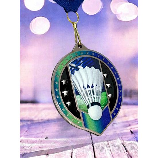 Noir Stainless Steel Badminton Medal