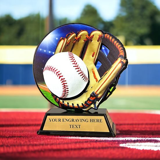 Roswell black acrylic Baseball trophy