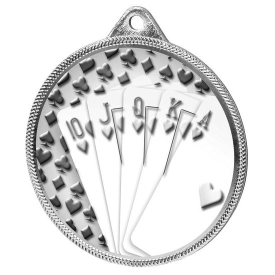 Cards Royal Flush Classic Texture 3D Print Silver Medal