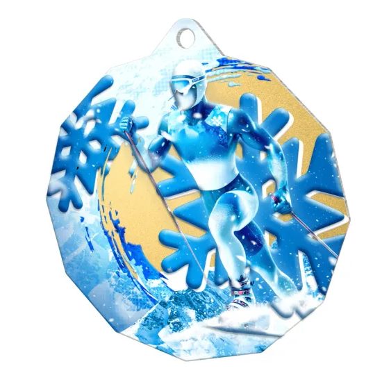 Polygon Stainless Steel Cross-Country Skiing Medal