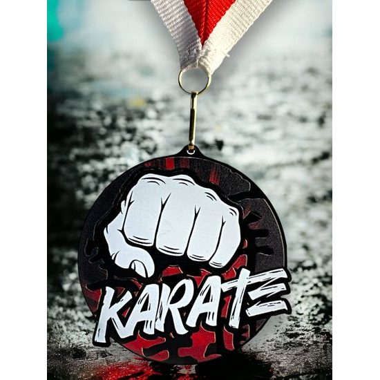 Rincon black acrylic Karate medal