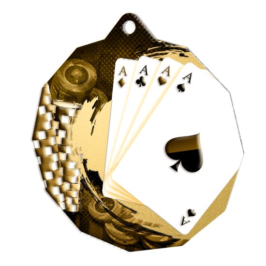 Polygon Classic Stainless Steel Card Game Medal