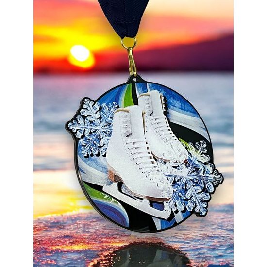 Rincon White Acrylic Ice Skating Medal