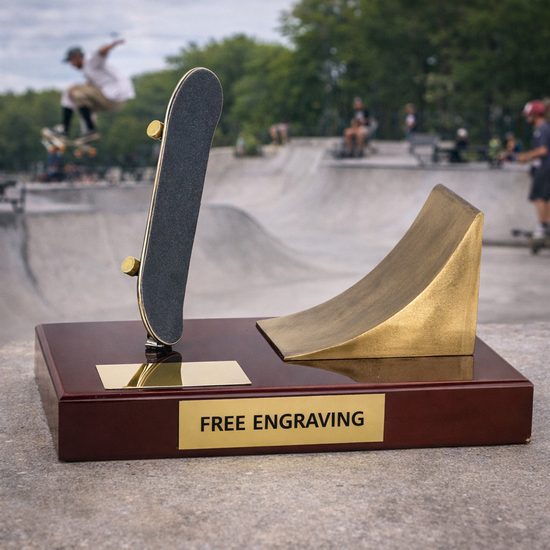 Skateboard Skate Park Handmade Metal Trophy