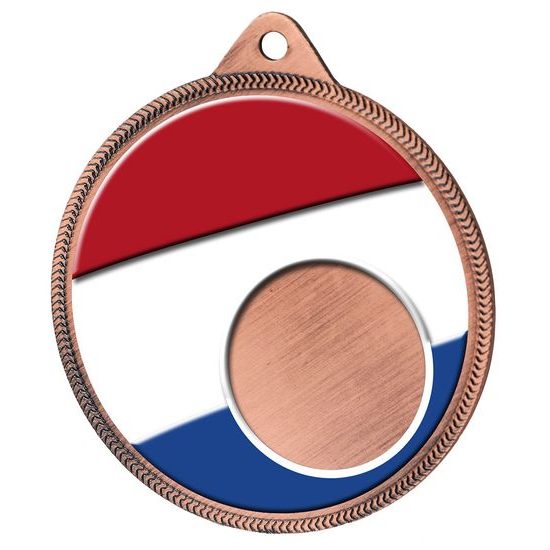 Dutch Netherlands Flag Logo Insert Bronze 3D Printed Medal