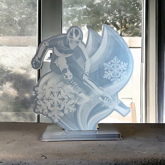 Cannes Printed Acrylic Downhill Skiing Trophy