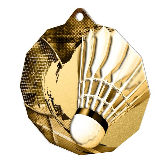 Polygon Classic Stainless Steel Badminton Medal