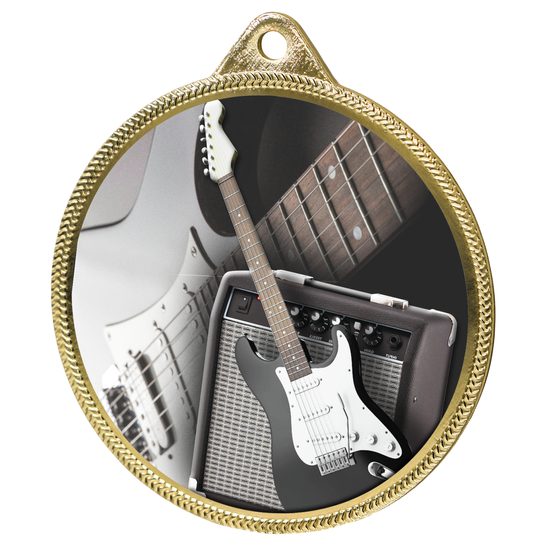 Electric Guitar Color Texture 3D Print Gold Medal