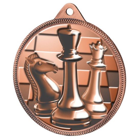 Chess Classic Texture 3D Print Bronze Medal