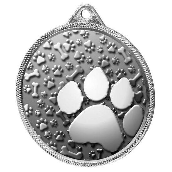 Dog Paw Classic Texture 3D Print Silver Medal