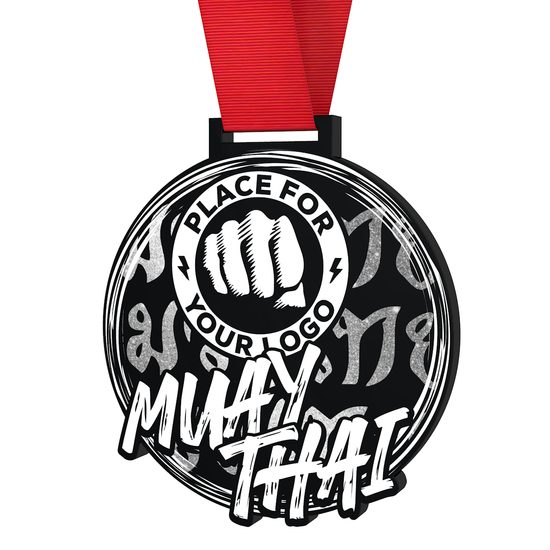 Giant Muay Thai Black Acrylic Logo Medal