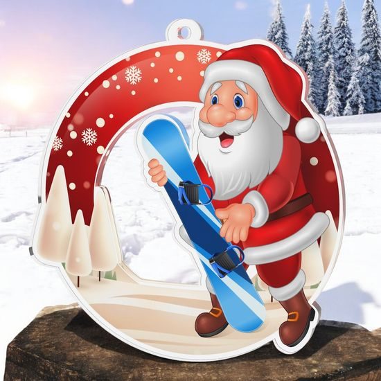 Snowy Father Christmas Snowboard Medal