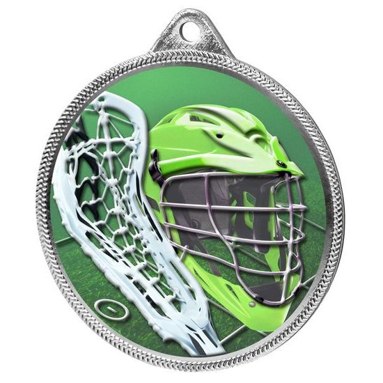 Lacrosse Color Texture 3D Print Silver Medal